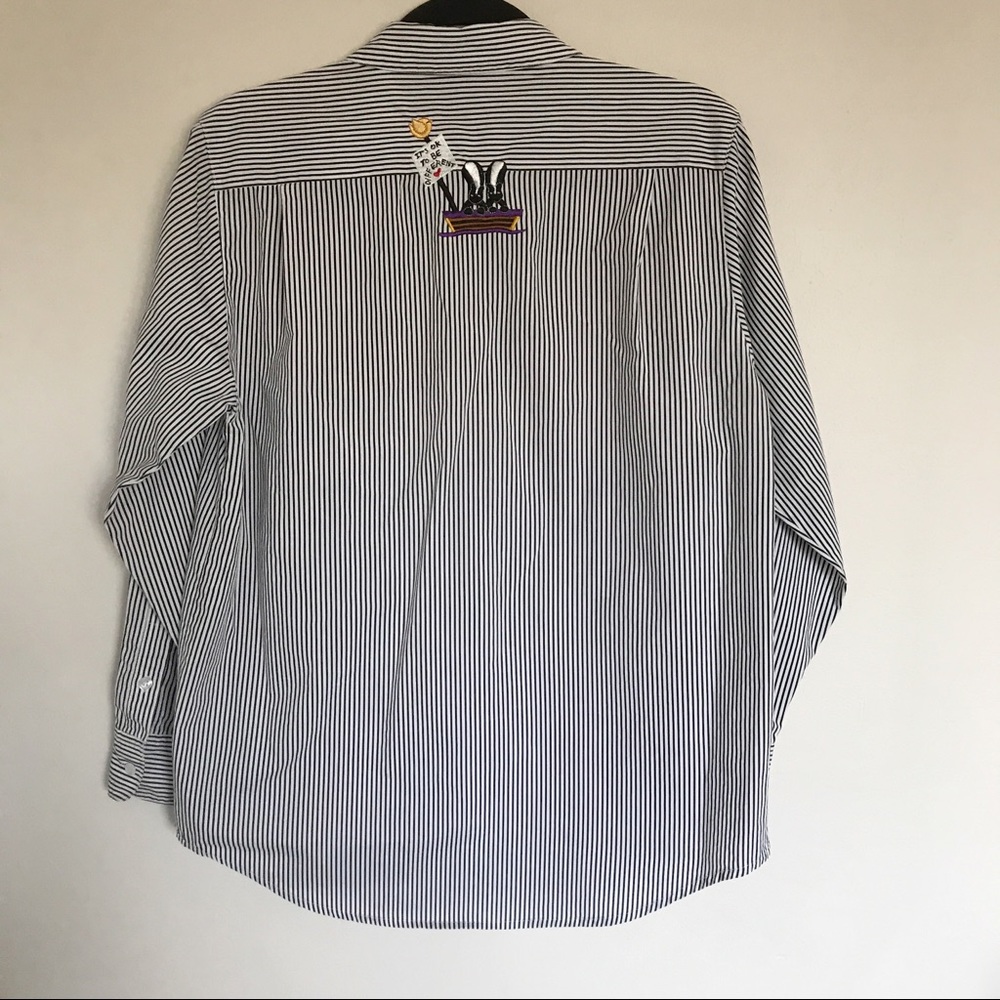 The Quacker Factory Embroidered Noah’s Ark Button Up Shirt Size Small Striped - Picture 7 of 14